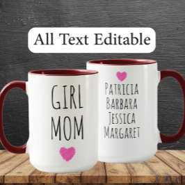 Taza Girl Mom Custom Names Sweet Gift for Mother