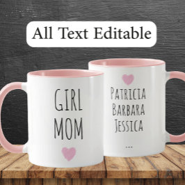 Taza Girl Mom Custom Names Sweet Gift for Mother