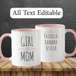 Taza Girl Mom Custom Names Sweet Gift for Mother