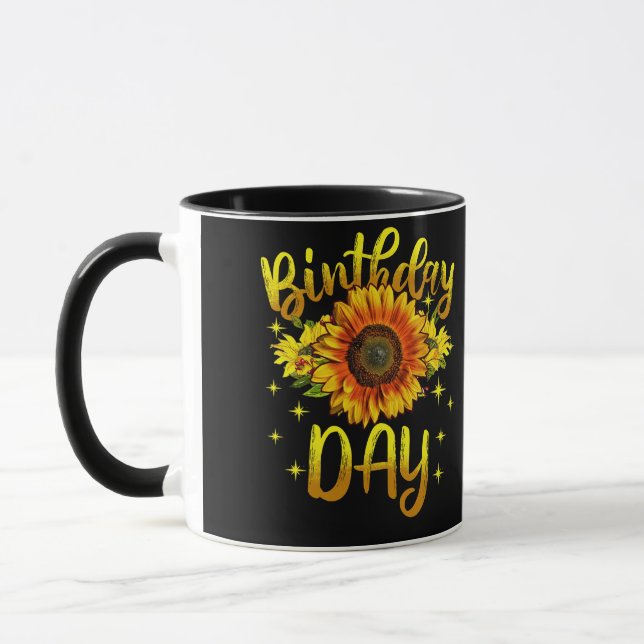 Taza Girl Sunflower Birthday Party Family Matching (Izquierda)
