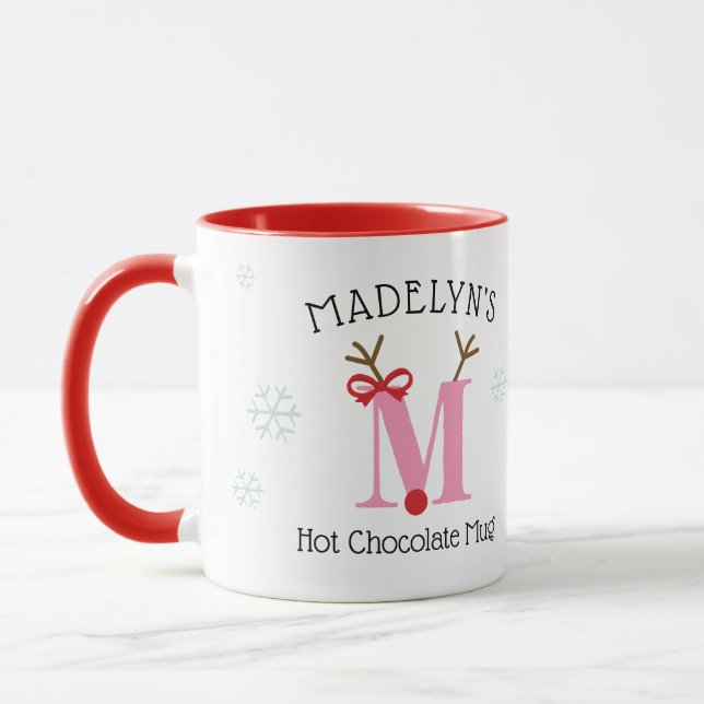 Taza Girls Personalized Reindeer M Hot Chocolate Mug (Izquierda)