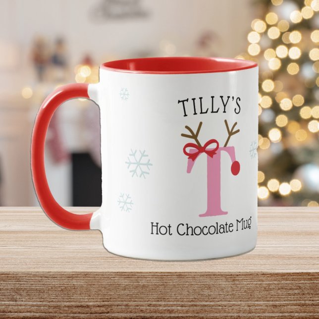 Taza Girls Personalized Reindeer T Hot Chocolate Mug (Subido por el creador)