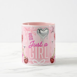 Taza Girly Coquette Kawaii Mug de Plata Rosa Golpea Cor