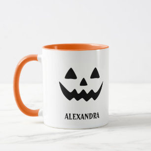 Taza Girly Jack O Lantern Pumpkin Face Halloween Mug