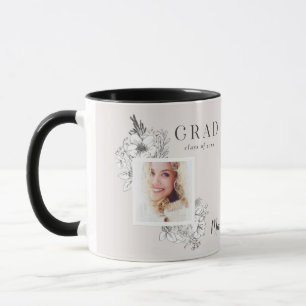 Taza Girly multifoto floral elegante fiesta de graduaci