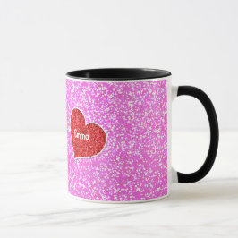 Taza GIRLY rED HEART PINK PURPURINA