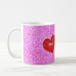 Taza GIRLY rED HEART PINK PURPURINA