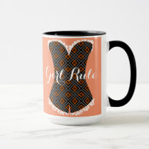 Girly Time Corset Geometric Black 15 oz Ringer Mug