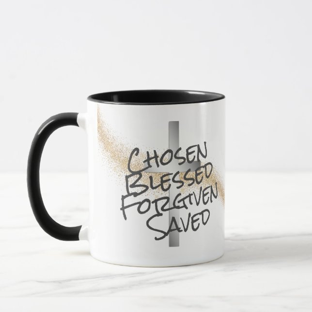 Taza Giro dorado Confetti Cruz Plata Cristiana (Izquierda)