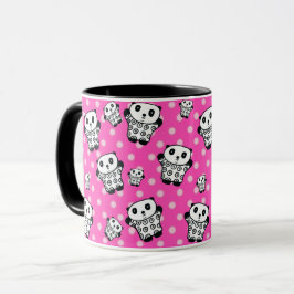 Taza Girona rosa moderna Kawaii Cute Panda Oso Polka Pu