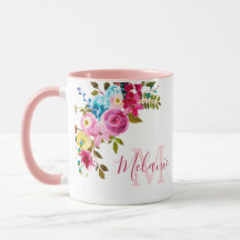 Girona Rubor Rosa Nombre Monograma Mug