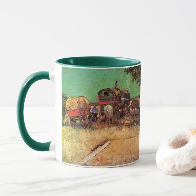 Taza Gitanos con caravanas de Vincent van Gogh (Con donut)