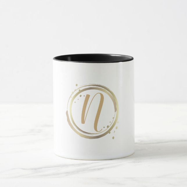 Taza Glam blanco dorado moderno nombre mínimo personali (Centro)