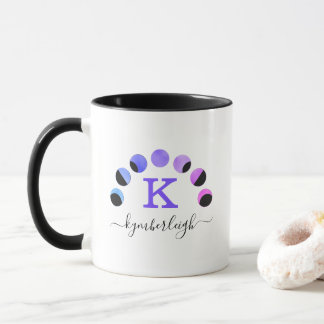 Taza Glam Moon Phases Purple Pink Verde azulado Monogra