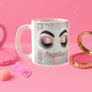 Taza Glam Pink Purpurina Eyelashes Mug
