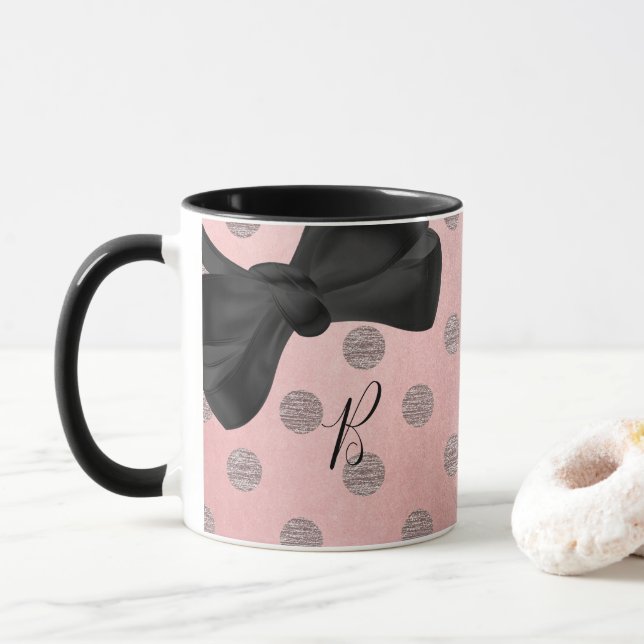 Taza Glam Polka, Rosa dorado y dorado, domina la Moda m (Con donut)