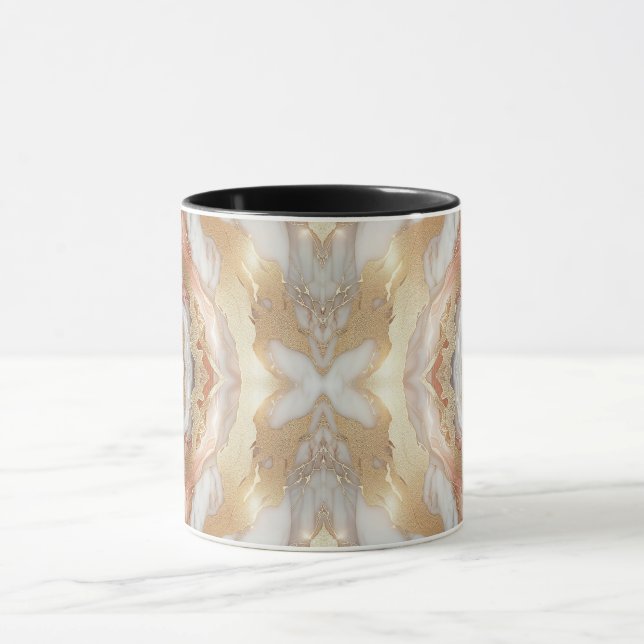 Taza Glam Rosa Gold Luxurious Trendy Marble Butterfly (Centro)
