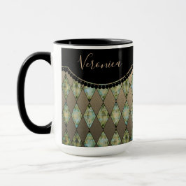 Taza Glam Turquoise Harlequin Personalizado