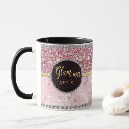 Taza Glamma glamorosa abuela Purpurina rosa nombre de o