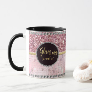 Taza Glamma glamorosa abuela Purpurina rosa nombre de o