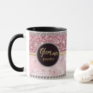 Taza Glamma glamorosa abuela Purpurina rosa nombre de o