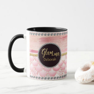 Taza Glamorosa abuela Glam-mamáes Purpurina rosado Nomb