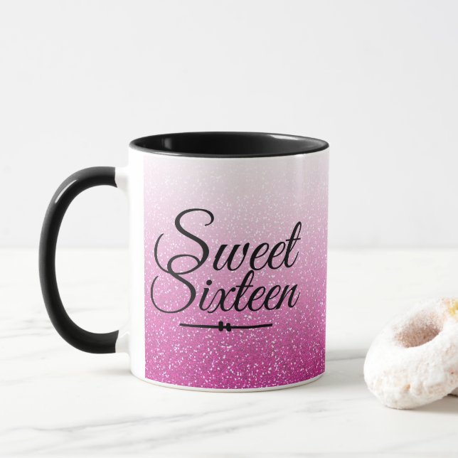 Taza Glamoroso falso purpurina rosa caliente oscuro Dul (Con donut)