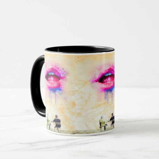 Taza  Glamorous Pink Lip Illustration (Anverso izquierdo)