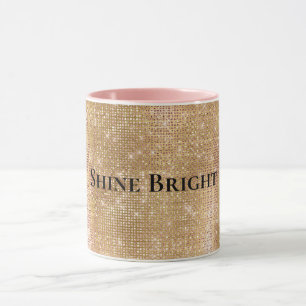 Taza Glitzy Champagne Gold Sparkle Glam