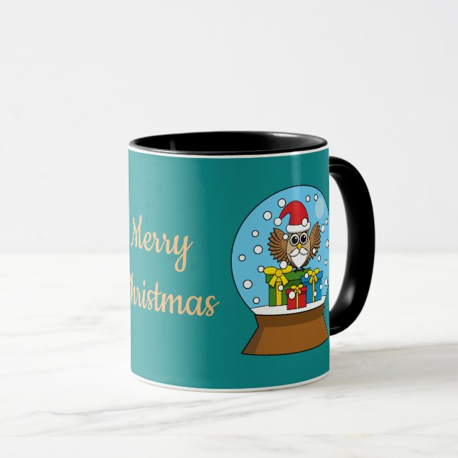 Taza Globe de nieve con búho de Santa Claus (Anverso derecho)
