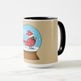 Taza Globe de nieve con cardenal rojo curado