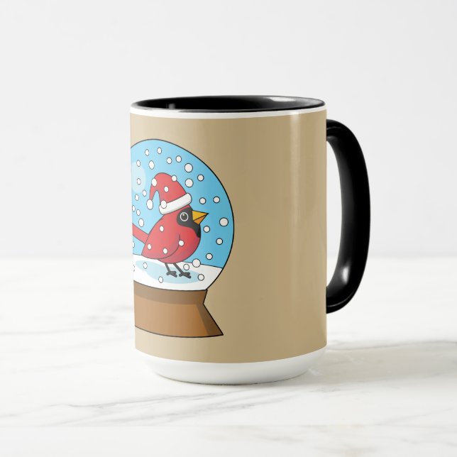 Taza Globe de nieve con cardenal rojo curado (Anverso derecho)