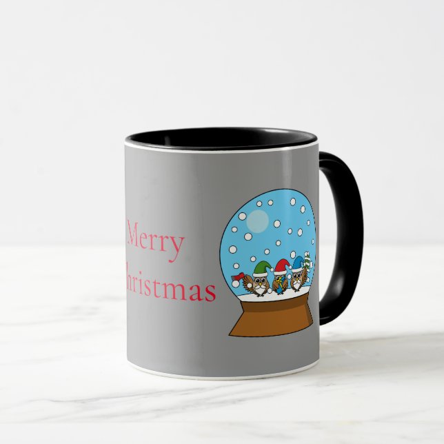 Taza Globe de nieve con tres búhos de gnomo (Anverso derecho)