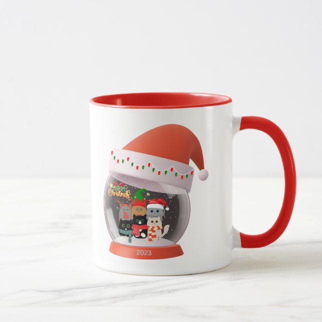 Taza Globe de nieve de gatos festivos (Derecha)