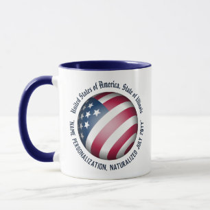 Taza Globo de bandera patriótico moderno personalizado 