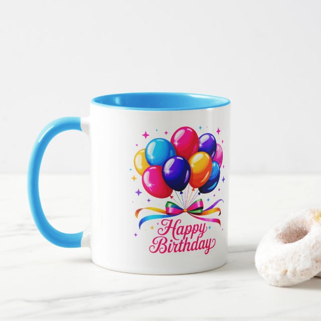 Taza Globo de Feliz Cumpleaños (Con donut)