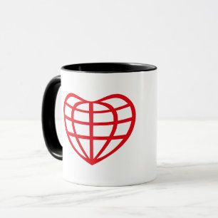 Taza Globo terráqueo en forma de corazón Amor