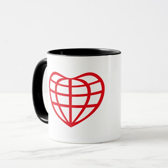 Taza Globo terráqueo en forma de corazón Amor (Anverso izquierdo)