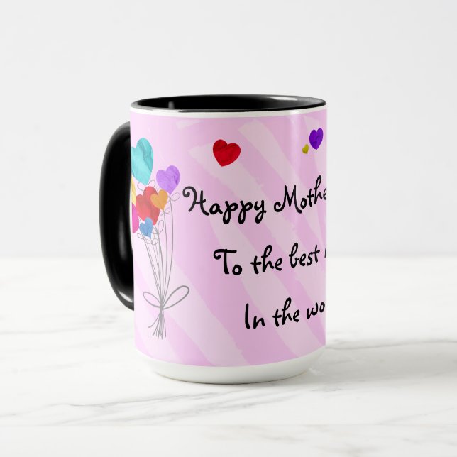 Taza Globos cardíacos en cortes de papel - Feliz Día de (Anverso izquierdo)