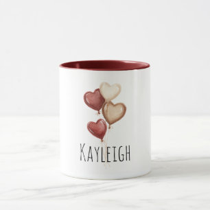 Taza Globos de Corazón de Crema Rojos