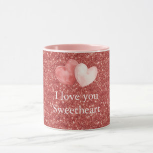 Taza Globos de Corazón Rosado Rojo Brillante Corazón Du