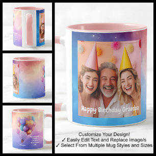 Taza Globos de Mensaje de Cumpleaños para Abuelo Modern