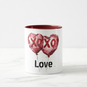 Taza Globos del corazón de XOXO Rojo