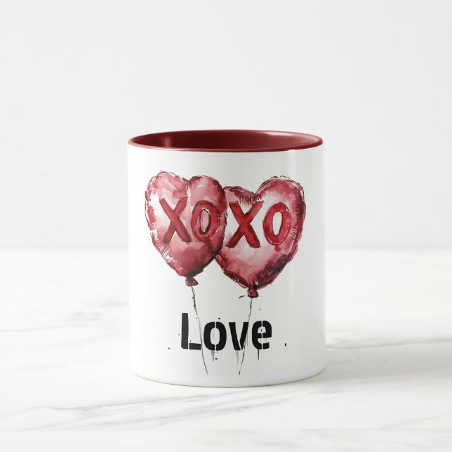 Taza Globos del corazón de XOXO Rojo (Centro)