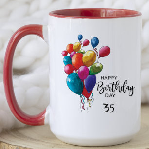 Taza Globos Fiestas de acuarela feliz cumpleaños