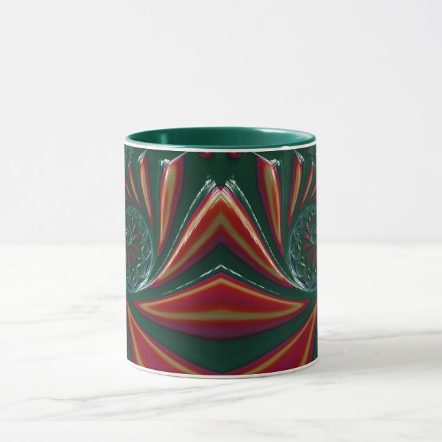 Taza GLOSSY 3D Glosario Verde Xmas Fractal ~ (Centro)