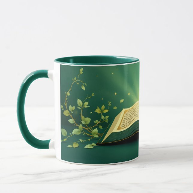 Taza Glowing Open Quran Islamic Mug – Spiritual Green (Izquierda)