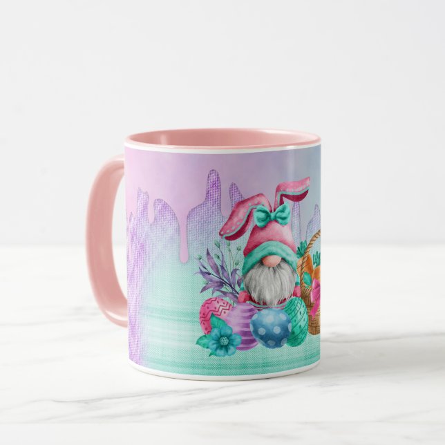 Taza Gnome De Conejo De Pascua Con Huevos De Cesta (Anverso izquierdo)