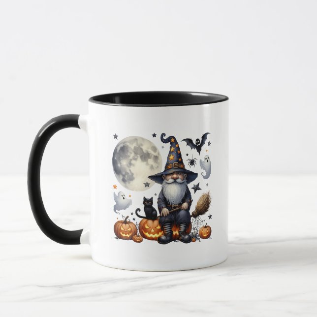 Taza Gnome de Halloween y gato negro (Izquierda)