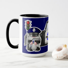 Taza Gnome del policía con un camión de la policía